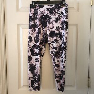 Pink + Black Floral Athletic Leggings